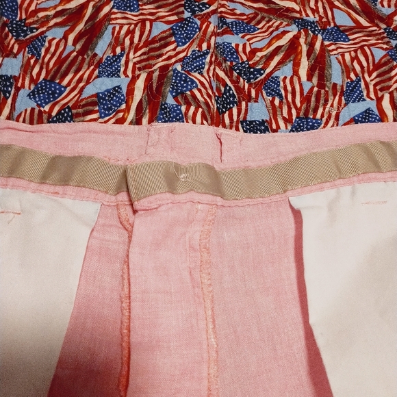 AMIANI Men's Pink Bermuda 100% Linen Shorts - Picture 6 of 9